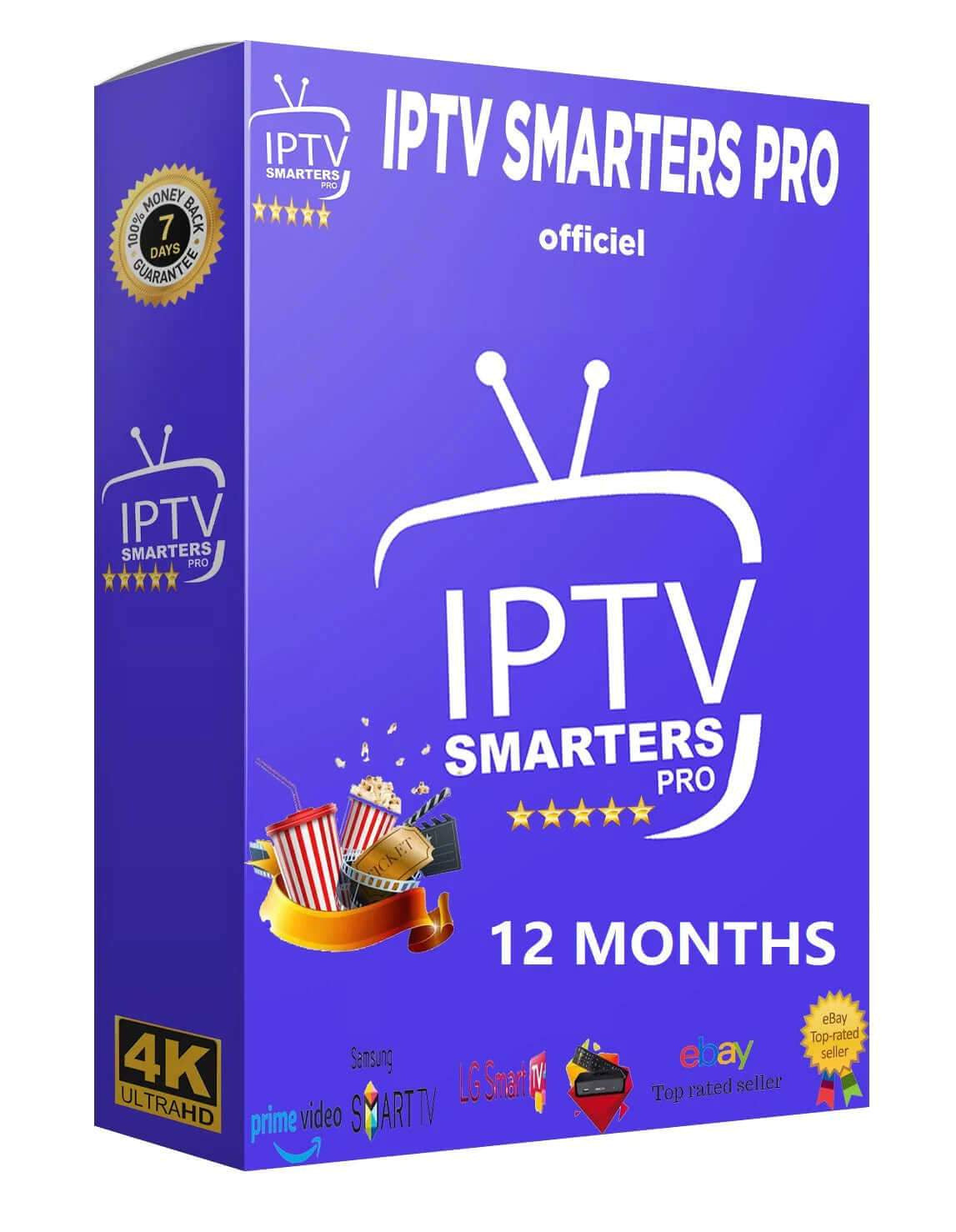 Abonnement IPTV SMARTERS PRO 12 mois : +21,000 chaînes, +340,000 VOD, streaming HD stable, compatible avec tous appareils, livraison instantanée.